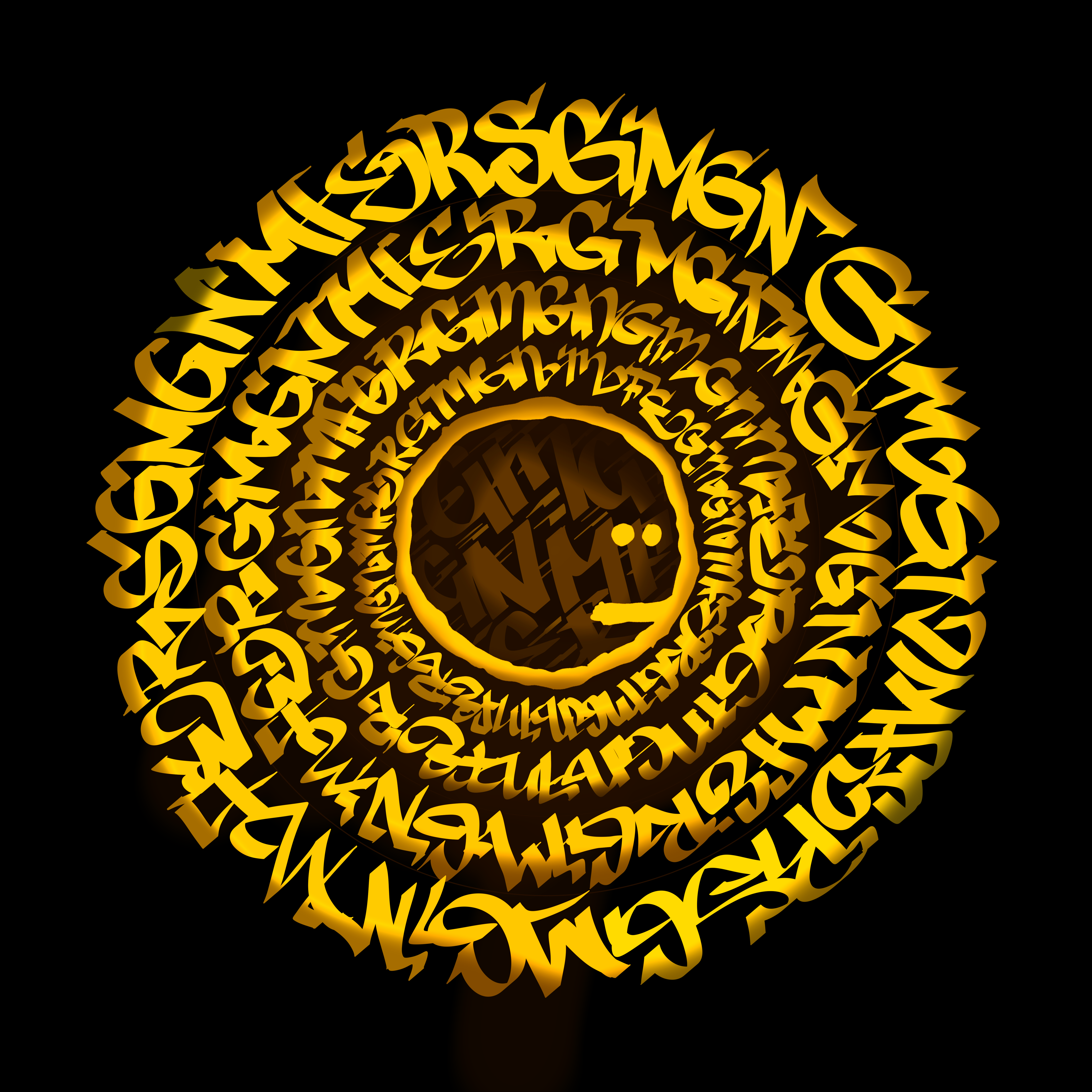 GM GN MFER CALLIGRAFFITI - Yellow/Gold
