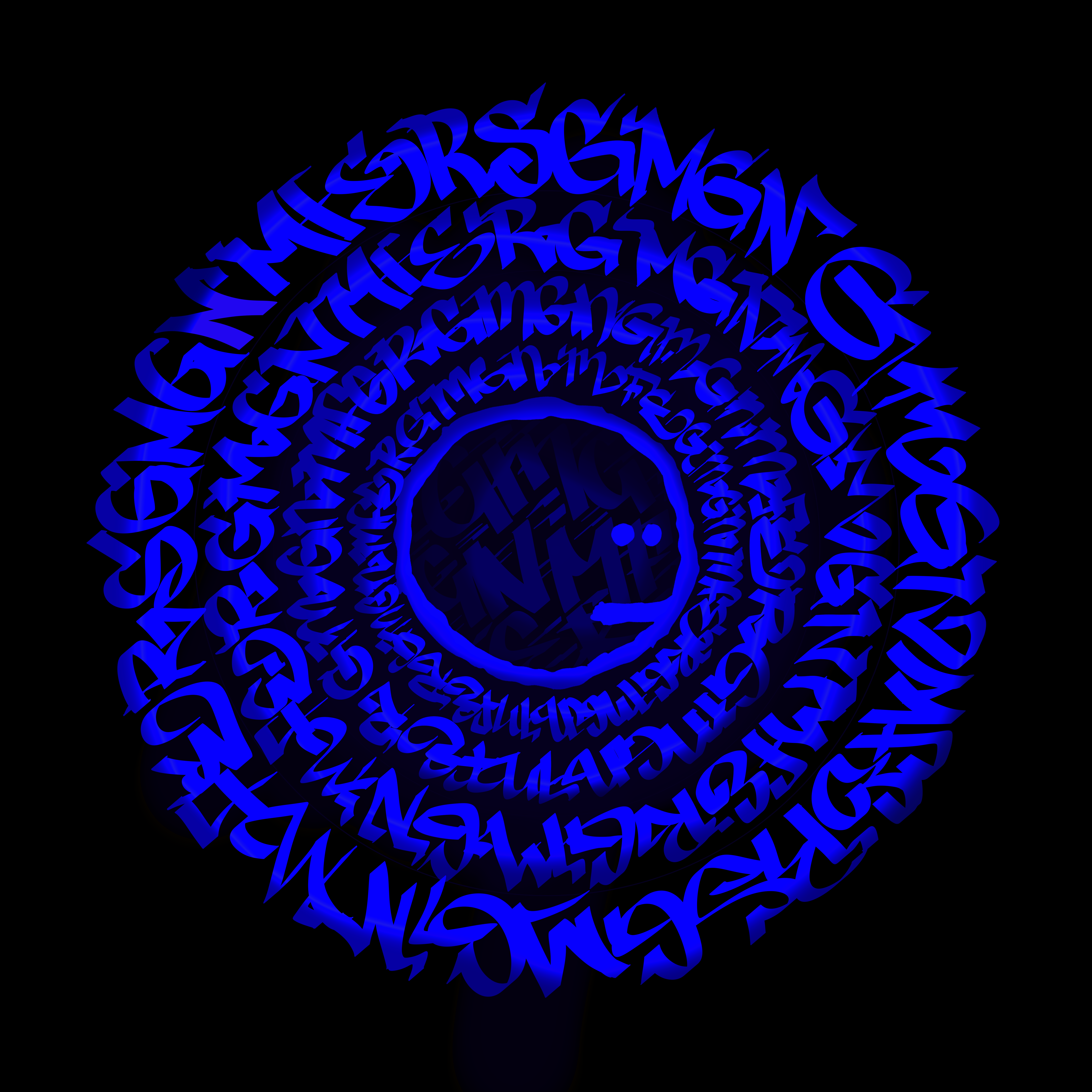GM GN MFER CALLIGRAFFITI - Blue