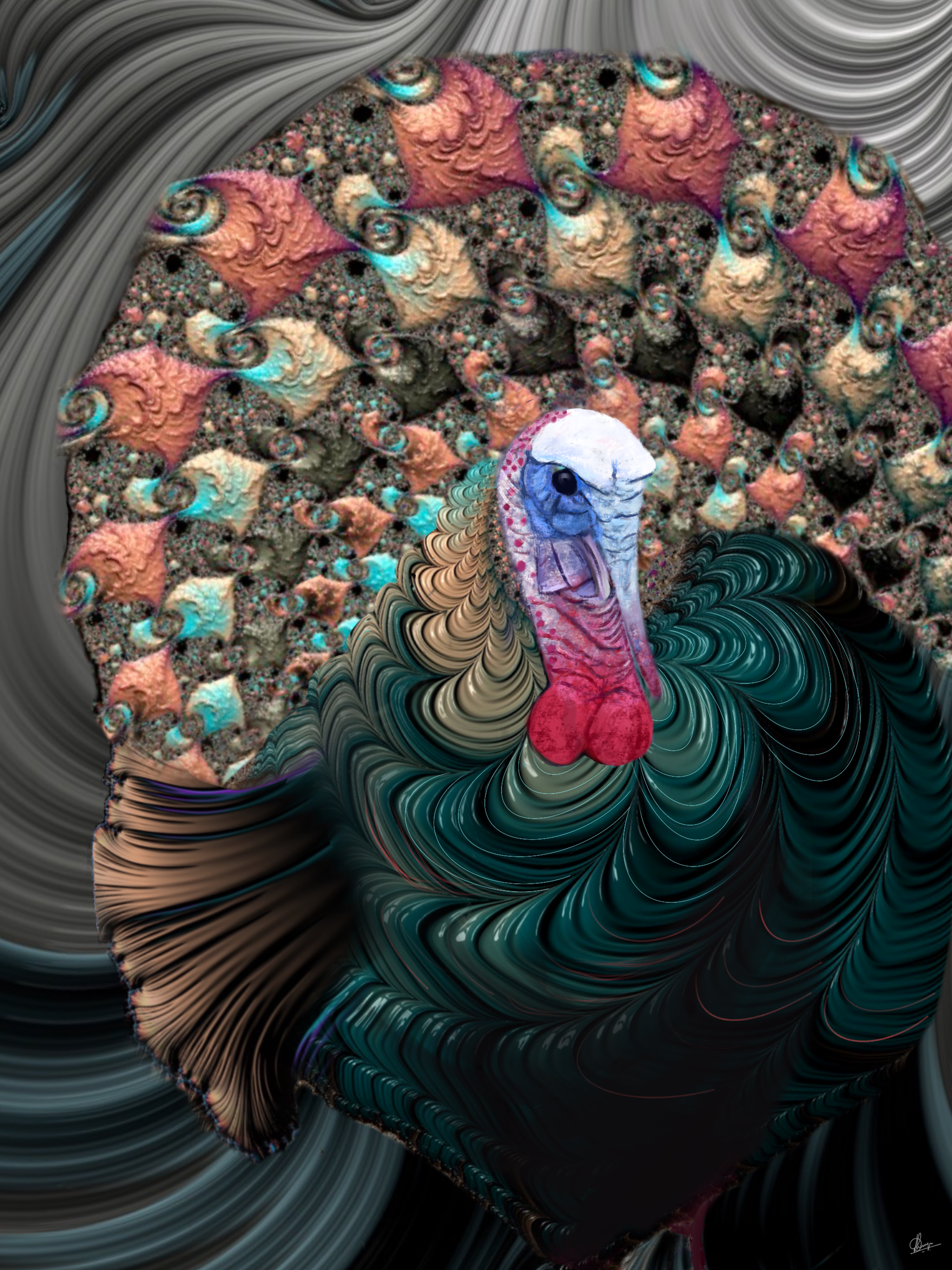 Fractal Art Series- Birds #8 Ocellated Turkey