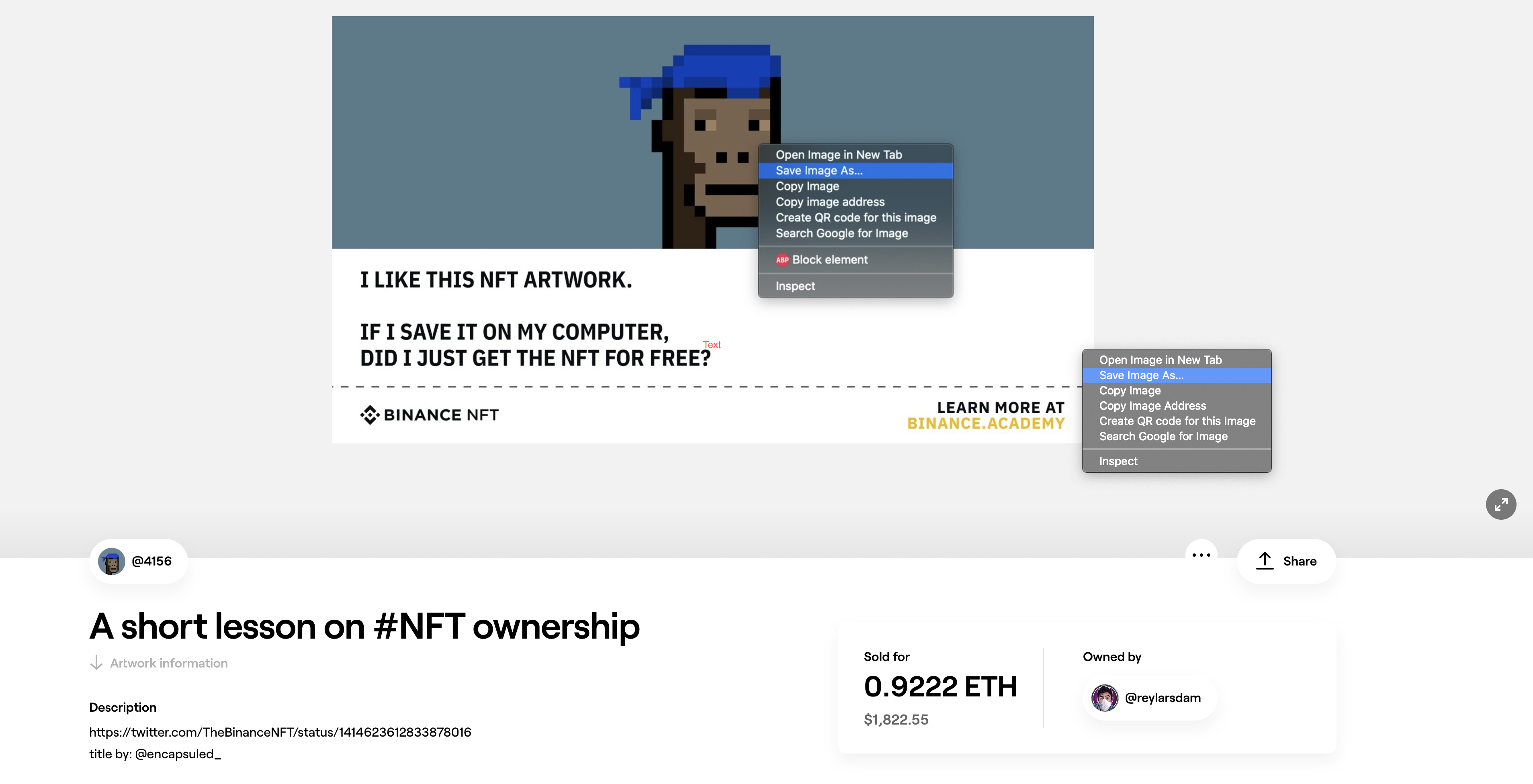 A short lesson on #NFT ownership